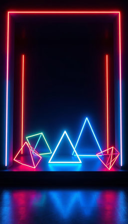 Neon abstract background. 3d rendering, 3d illustration.の写真素材