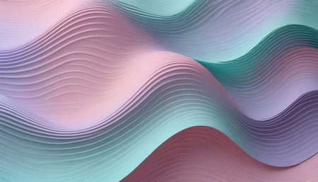 3d render, abstract background with wavy lines in pastel colorsの写真素材