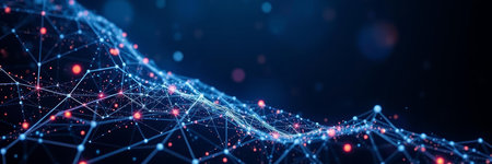 Abstract technology background. Network connection structure with dots and lines. 3d rendering