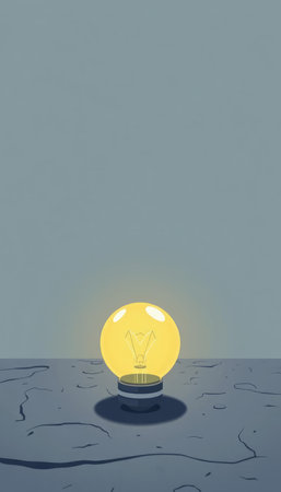 Light bulb on the ground. 3d rendering. Computer digital drawing.の写真素材