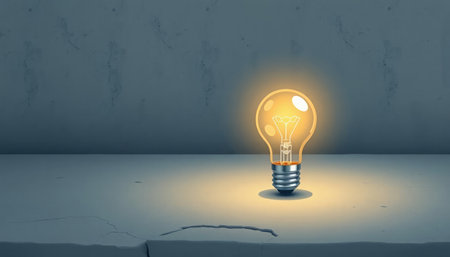 Idea concept with light bulb on concrete background. 3d renderingの写真素材