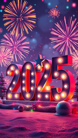 Happy New Year 2015. Festive background with bright lights. Vector illustration.