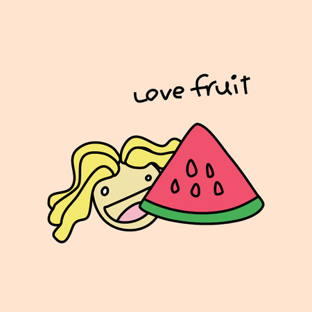 girl and watermelonのイラスト素材