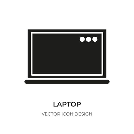 Laptop glyph icon. Graphic template electronic device notebook symbol.のイラスト素材