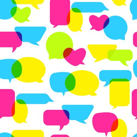 Speech bubble overlapping seamless pattern. Overlay repeat ornament. Multiply sign hand drawn marker. Overprint colorful background for paper wrap, fabric, print, wallpaper decor. Vector illustrationのイラスト素材