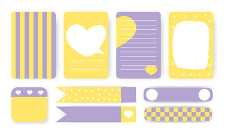To do list, sticker and duct tape set. Cute planner notebook page. Note paper with abstract heart of hand drawn shapes. Template card great for printable kids organizer Background vector illustrationのイラスト素材