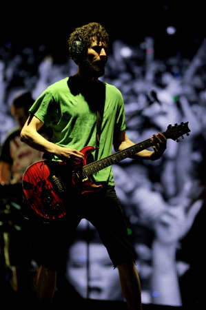 BANGKOK THAILAND SEPTEMBER 23 :Brad Delson of Linkin Park perform on Linkin Park Live in Bangkok A Thousand Suns World Tour 2011 at Impact Maungthong Thani, September 23,2011 Bangkok Thailandのeditorial素材