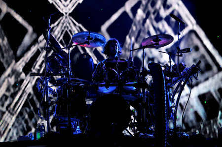 BANGKOK THAILAND SEPTEMBER 23 :Rob Bourdon of Linkin Park perform on Linkin Park Live in Bangkok A Thousand Suns World Tour 2011 at Impact Maungthong Thani, September 23,2011 Bangkok Thailandのeditorial素材