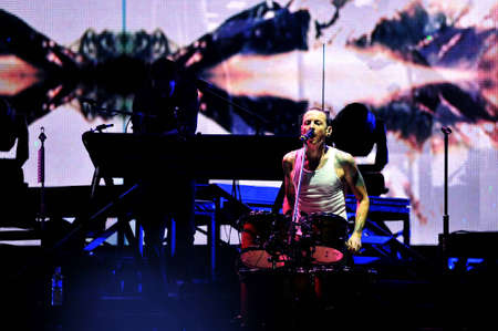 BANGKOK THAILAND SEPTEMBER 23 :Chester Bennington of Linkin Park perform on Linkin Park Live in Bangkok A Thousand Suns World Tour 2011 at Impact Maungthong Thani, September 23,2011 Bangkok Thailandのeditorial素材