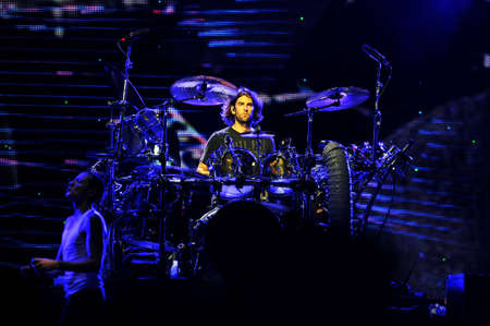 BANGKOK THAILAND SEPTEMBER 23 :Rob Bourdon of Linkin Park perform on Linkin Park Live in Bangkok A Thousand Suns World Tour 2011 at Impact Maungthong Thani, September 23,2011 Bangkok Thailandのeditorial素材