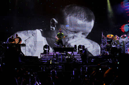BANGKOK, THAILAND - SEP 23 : Linkin Park rock band performs live concert during thousand suns tour on September 23, 2011 in Bangkok Thailand. のeditorial素材