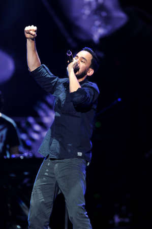 BANGKOK THAILAND SEPTEMBER 23 :Mike Shinoda of Linkin Park perform on Linkin Park Live in Bangkok A...