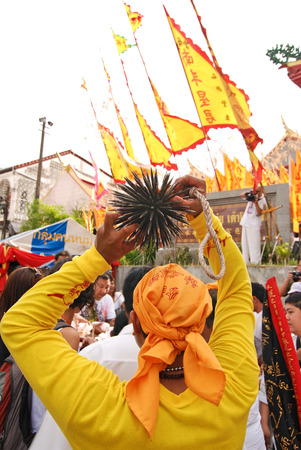 PHUKET, THAILAND - SEPTEMBER 29: Vegetarian Festival in Phuket Town, Phuket, Thailand on the 29th September, 2011.のeditorial素材