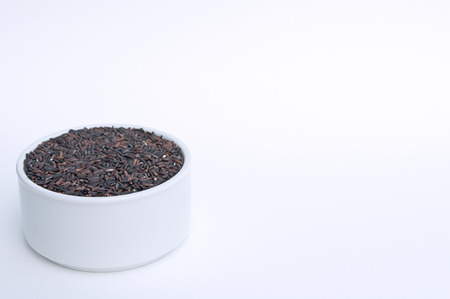 Deep Purple rice, Homnil rice, Homnin rice, Fragrance black rice isolatedの写真素材