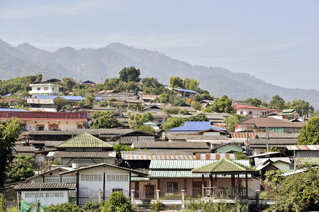 Chinese district in the town of Pai, Thailand.の写真素材