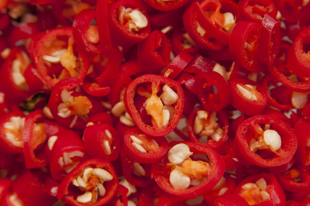 Chopped fresh red hot chili.の写真素材
