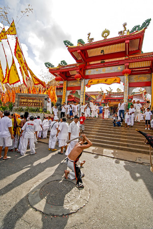 PHUKET, THAILAND - SEPTEMBER 29: Vegetarian Festival in Phuket Town, Phuket, Thailand on the 29th September, 2011. (Selective Focus)のeditorial素材