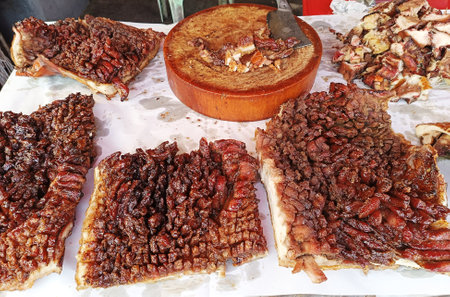 Roast pork in Trang is a food that is famous for Trang and has become a provincial symbol. With the softness of pork and crispy leather that is unique to the taste.の写真素材