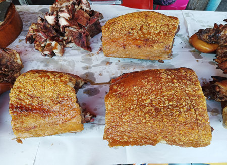 Roast pork in Trang is a food that is famous for Trang and has become a provincial symbol. With the softness of pork and crispy leather that is unique to the taste.の写真素材