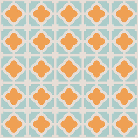 Flat ornamental tile background texture. Graphic Vector illustration for interior design, wall decoration, pattern and backgroundのイラスト素材