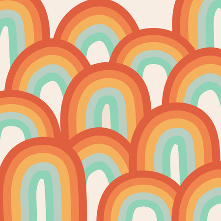 Hand drawn vector illustration of abstract pastel groovy rainbow background. template for banner, concept design, social media, advertisements, presentations, poster, background, pのイラスト素材