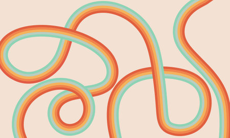 Hand drawn vector illustration of abstract pastel groovy rainbow background. template for banner, concept design, social media, advertisements, presentations, poster, backgroundのイラスト素材
