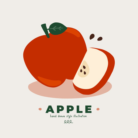 hand drawn illustration vector of cute isolated flat minimal motif apple doodle-style design illustrationsのイラスト素材