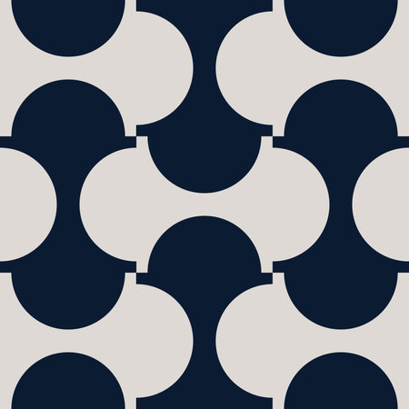Vector illustration of abstract flat seamless contemporary modern mid-century monochrome geometric semi-circle pattern. For wallpaper design, pattern, background, web, print, cardのイラスト素材
