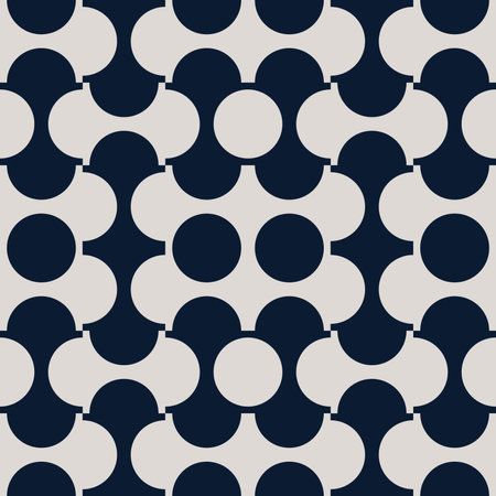 Vector illustration of abstract flat seamless contemporary modern mid-century monochrome geometric semi-circle pattern. For wallpaper design, pattern, background, web, print, cardのイラスト素材