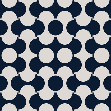 Vector illustration of abstract flat seamless contemporary modern mid-century monochrome geometric semi-circle pattern. For wallpaper design, pattern, background, web, print, cardのイラスト素材