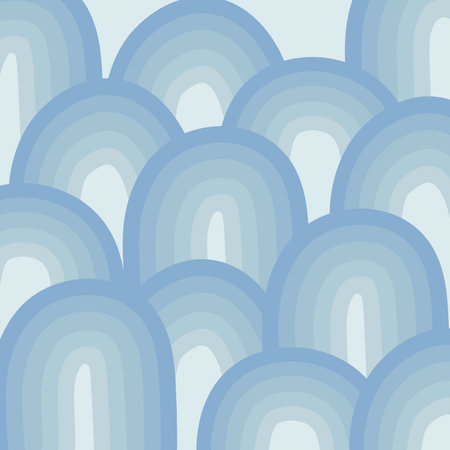 Hand drawn vector illustration of abstract pastel blue groovy rainbow wave background. template for banner, concept design, social media, advertisements, presentations, poster, bacのイラスト素材