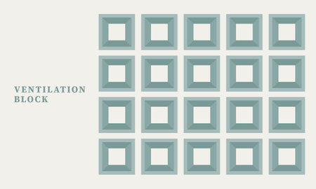 Front drawing of square ventilation breeze cement block in pastel green colour Minima line drawing. For concept proposal, pattern, backgroundのイラスト素材