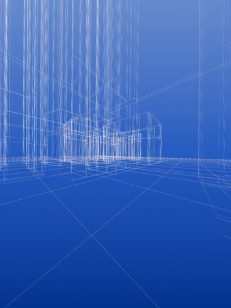 Abstract wireframe sketch background. Blueprint style, vertical formatの写真素材