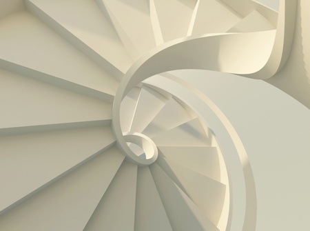 Abstract spiral staircase with slim handrailsの写真素材
