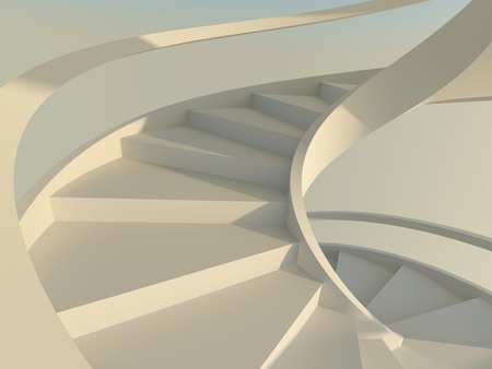 Abstract spiral staircase with slim handrailsの写真素材
