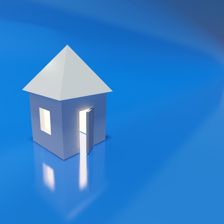 Abstract model of beautiful house over blue backgroundの写真素材