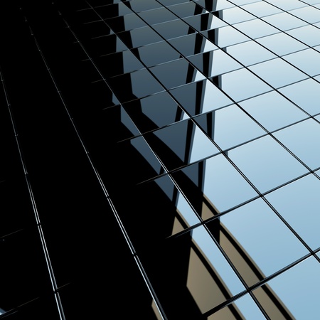 Background made of black flat glossy cubes with strong reflection. High resolution 3d-rendering, square formatの写真素材
