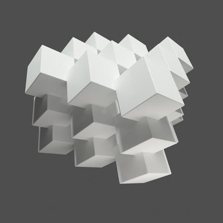 White abstract cubes over grey backgroundの写真素材