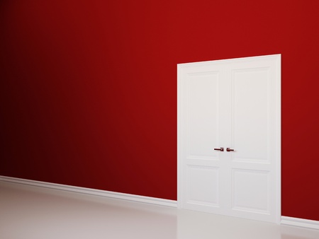 Red empty interior with white doorsの写真素材