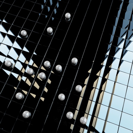 Abstract glossy background with white spheresの写真素材