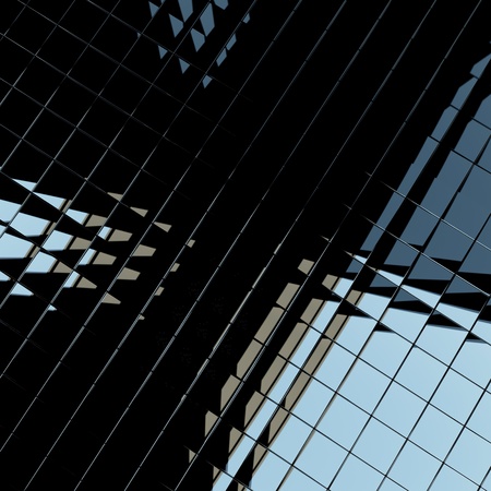 Background made of black flat glossy cubes with strong reflection. High resolution 3d-rendering, square formatの写真素材