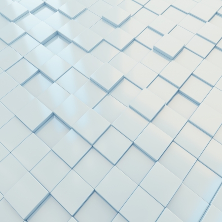 3d-rendering of light blue glossy cubes of different heightの写真素材