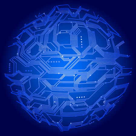 Globe with circuit board texture in blue colorのイラスト素材