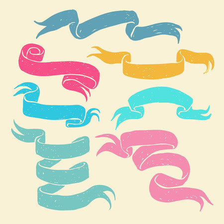 Sketchy ribbons in bright colors, vector illustrationのイラスト素材