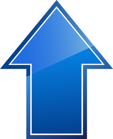 Blue shiny arrow sign on white backgroundのイラスト素材