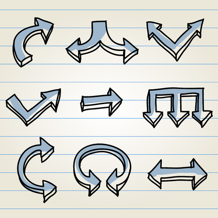 Set of different arrows on paper backgroundのイラスト素材
