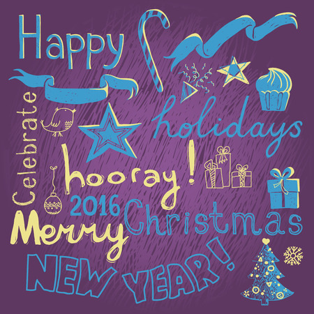 Set of Christmas and New year design elementsのイラスト素材