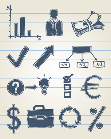 Vector illustration of finance related icons in sketchy styleのイラスト素材