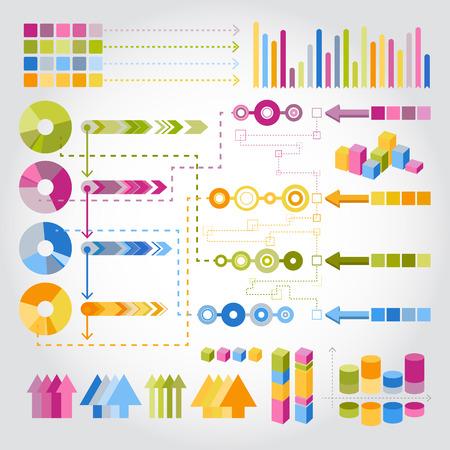 Set of universal infographics symbols in 4 colorsのイラスト素材