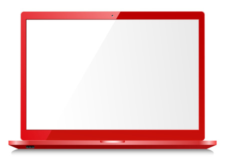 Red shiny laptop on white background with empty screenのイラスト素材
